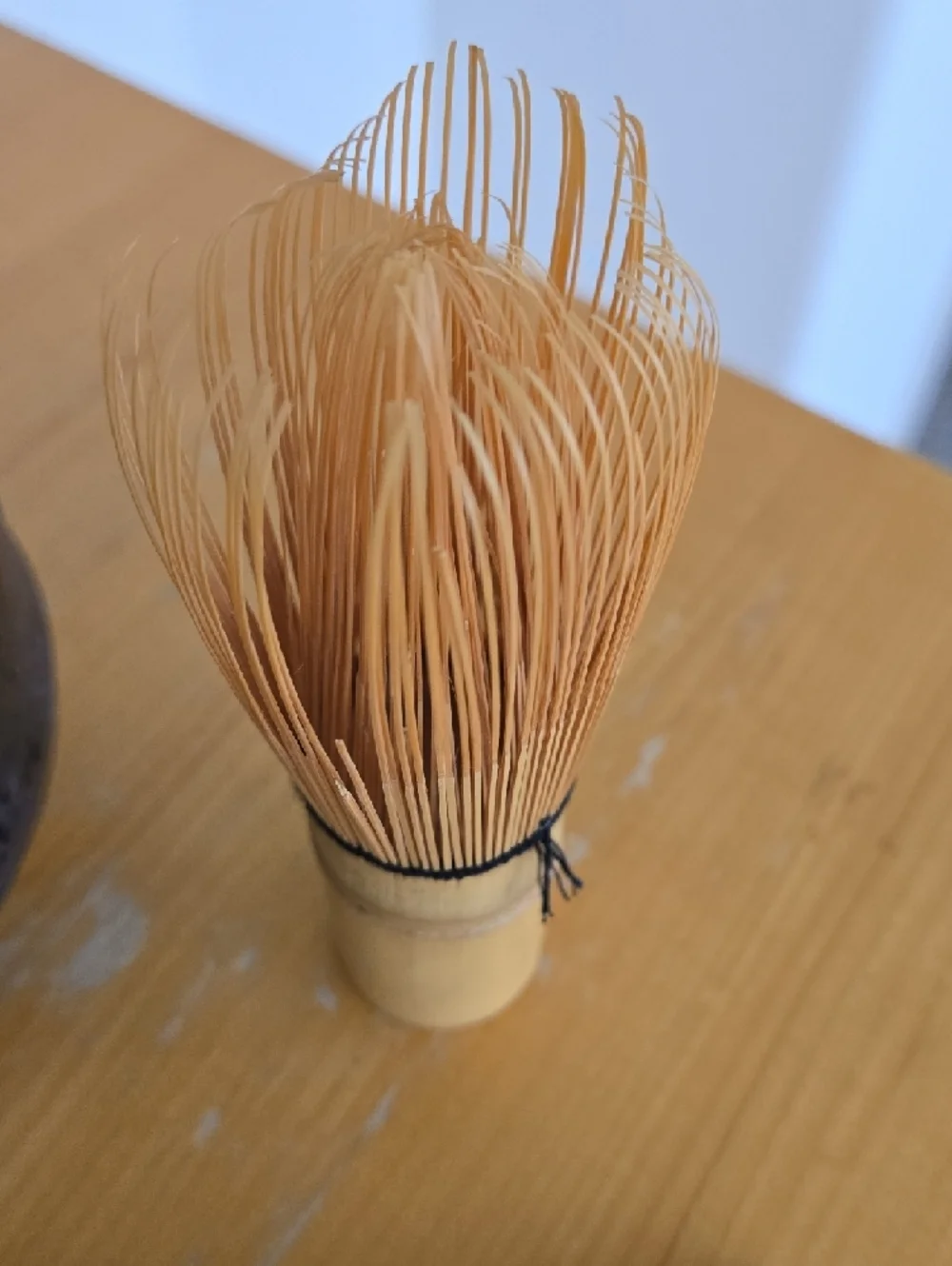 Handmade Dark Glazed Ceramic Matcha Tea Bowl with Bamboo Whisk